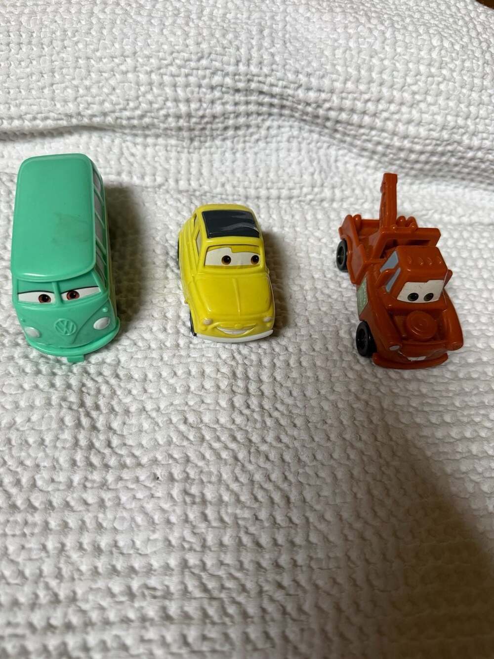 Disney Pixar Cars Luigi, Fillmore, and Mater Plastic Toy Vehicle Lot of 3